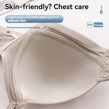 Soft Ribbed Wireless Push Up Bra High Elastic Front Buckle 3D Cups Breathable Comfort No Steel Ring Sizes M-XXXL