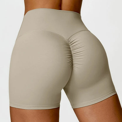 High-Waist Scrunch Yoga Shorts | Seamless Fitness Shorts