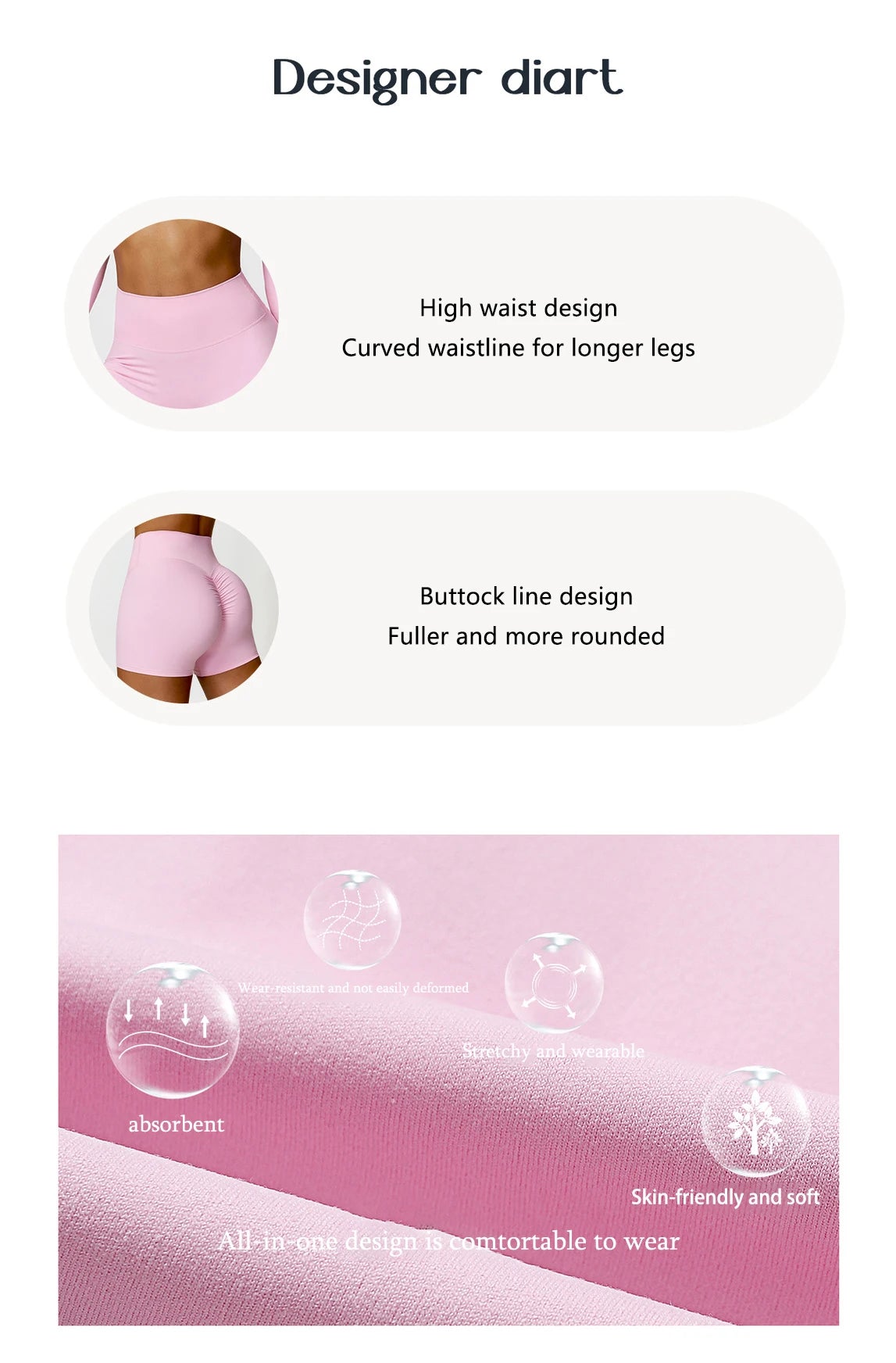 High-Waist Scrunch Yoga Shorts | Seamless Fitness Shorts