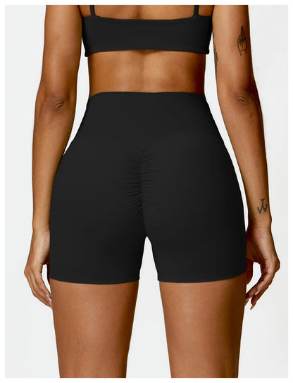 High-Waist Scrunch Yoga Shorts | Seamless Fitness Shorts