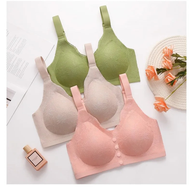 Floral Lace Front-Closure Comfort Bra | M–4XL