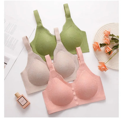 Floral Lace Front-Closure Comfort Bra | M–4XL