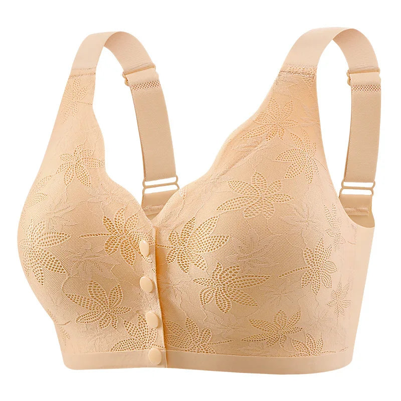 Floral Lace Front-Closure Comfort Bra | M–4XL
