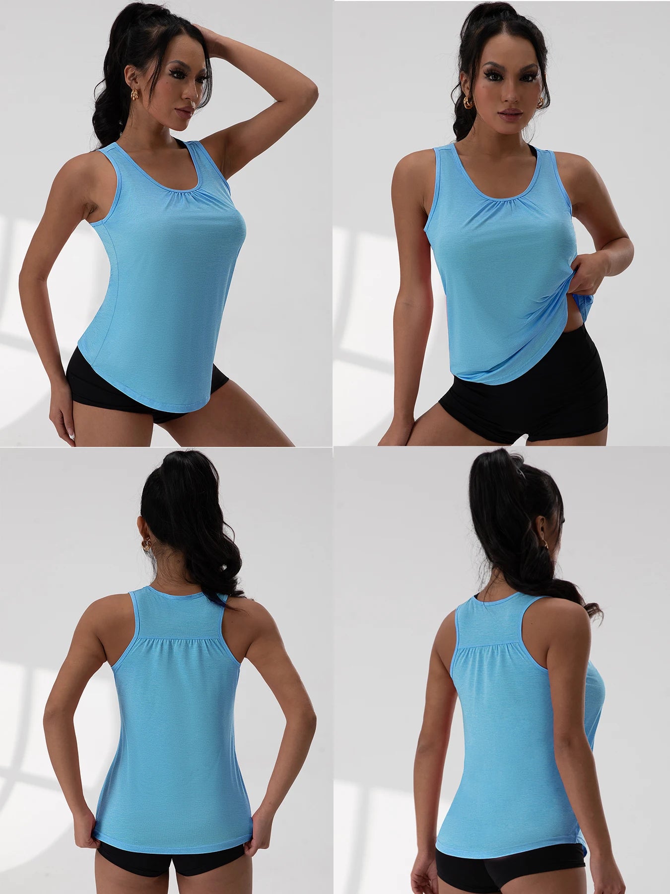 FlowSoft Gathered-Neck Yoga Tank Top