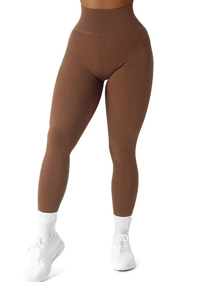 Ribbed High-Waist Seamless Yoga Leggings