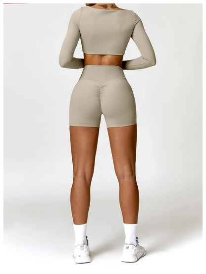 High-Waist Scrunch Yoga Shorts | Seamless Fitness Shorts
