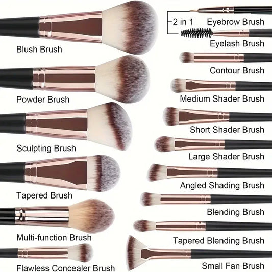 Professional 3-20PCS Rose Gold Makeup Brushes