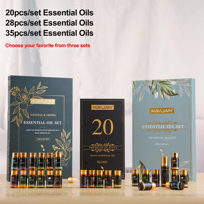 Mayjam 20 pcs 28 יחידות 35 יחידות שמנים אתרים סט מתנה למפזר ארומתרפיה נר האדים נר לבנדר וניל לימון ברגמוט שמן