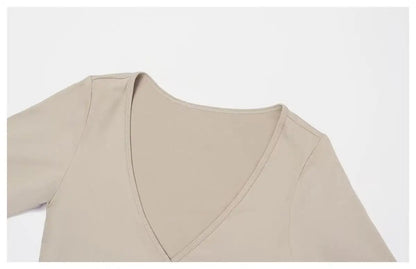 Women’s Long Sleeve Yoga Wrap Top – Slim Fit Pilates Shirt