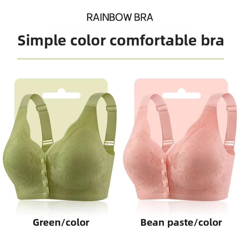 Floral Lace Front-Closure Comfort Bra | M–4XL