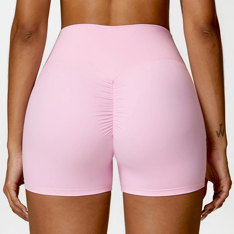 High-Waist Scrunch Yoga Shorts | Seamless Fitness Shorts