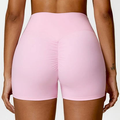 High-Waist Scrunch Yoga Shorts | Seamless Fitness Shorts