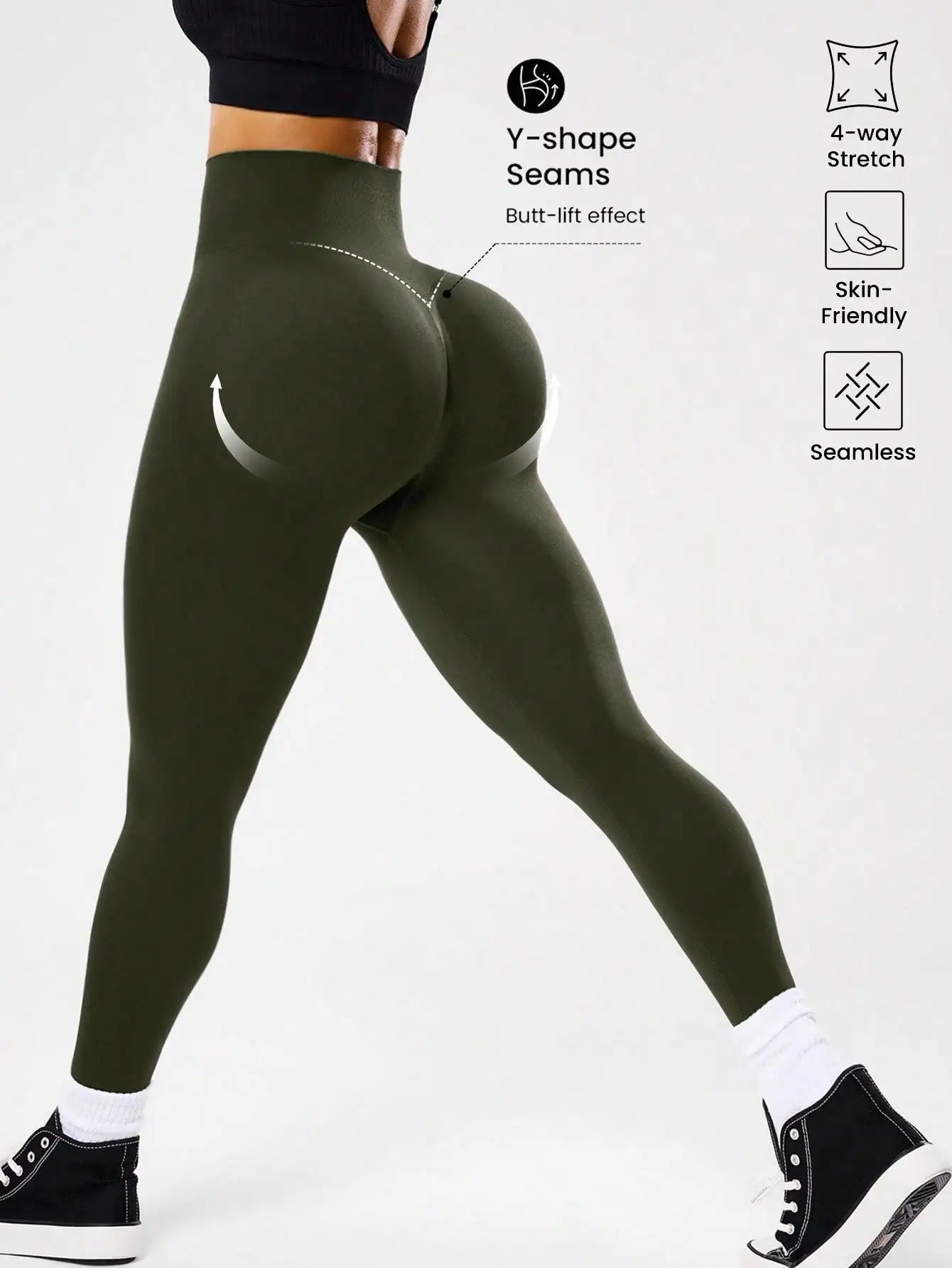 Seamless Butt-Lifting Yoga Leggings with Cross Waistband