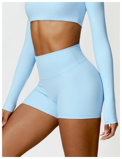 High-Waist Scrunch Yoga Shorts | Seamless Fitness Shorts