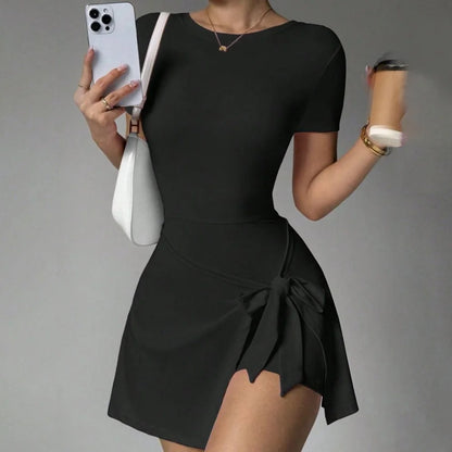 Tie-Wrap Active Dress with Built-In Shorts