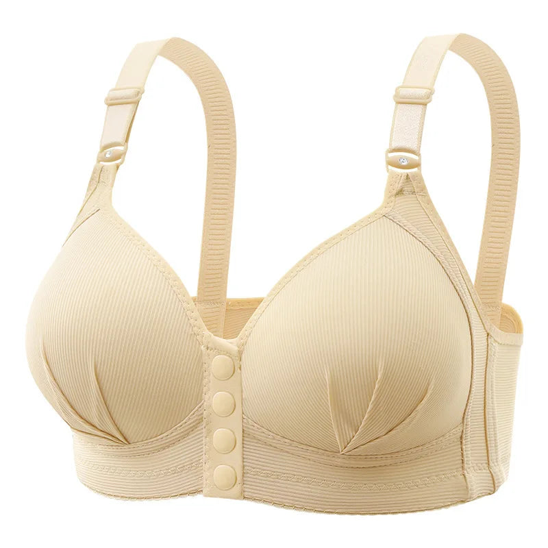Soft Ribbed Wireless Push Up Bra High Elastic Front Buckle 3D Cups Breathable Comfort No Steel Ring Sizes M-XXXL