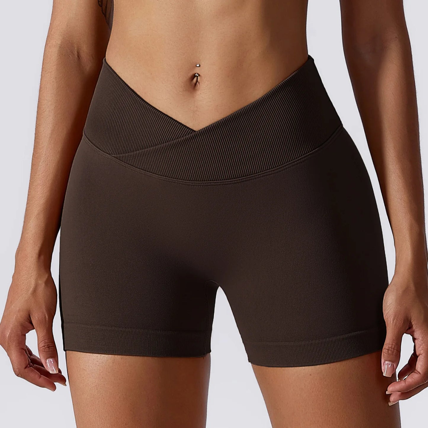 Seamless Crossover Waist Yoga Shorts | Women’s Sculpting Activewear