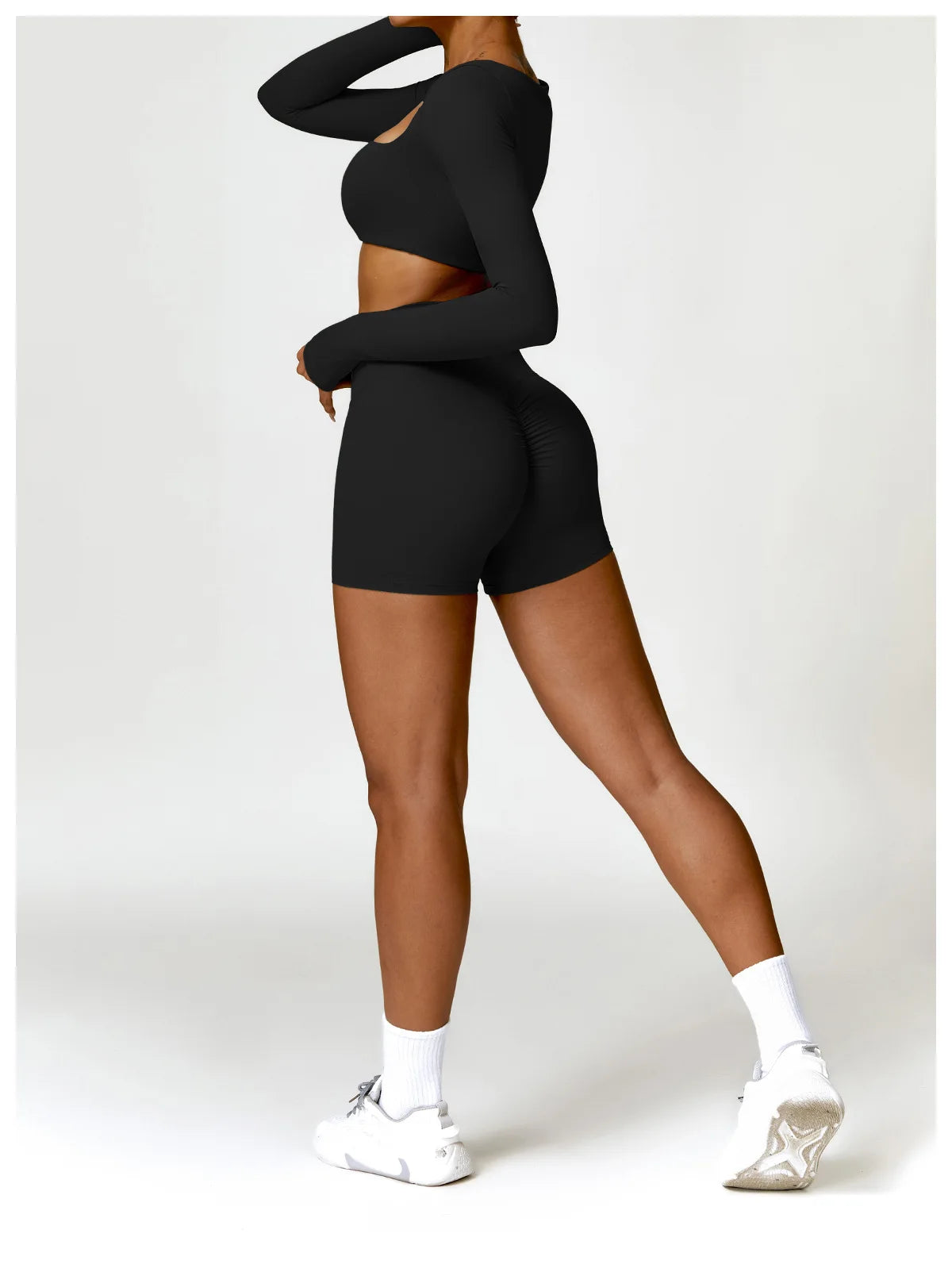 High-Waist Scrunch Yoga Shorts | Seamless Fitness Shorts