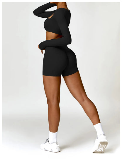 High-Waist Scrunch Yoga Shorts | Seamless Fitness Shorts
