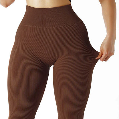 Ribbed High-Waist Seamless Yoga Leggings