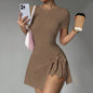 Tie-Wrap Active Dress with Built-In Shorts