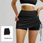 Ruched High-Waist Yoga Skirt with Built-In Safety Shorts