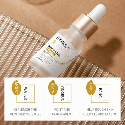 Rice Raw Pulp Serum Hyaluronic Acid Face Nourishing Moisturizing Whitening Anti-Wrinkle Shrinks Pores Skin Care Beauty Health