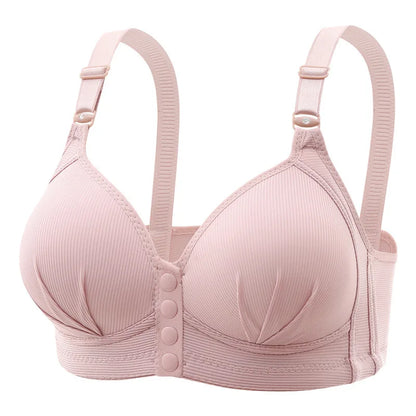 Soft Ribbed Wireless Push Up Bra High Elastic Front Buckle 3D Cups Breathable Comfort No Steel Ring Sizes M-XXXL