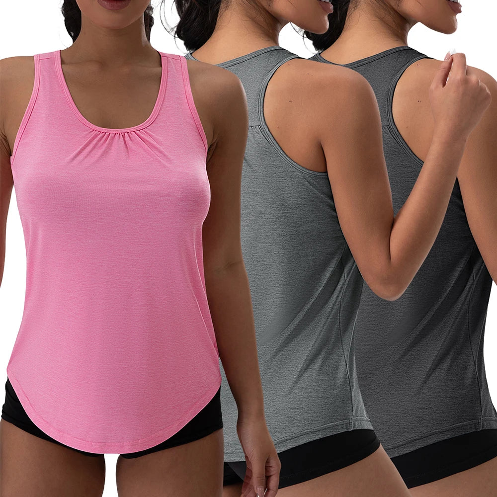 FlowSoft Gathered-Neck Yoga Tank Top