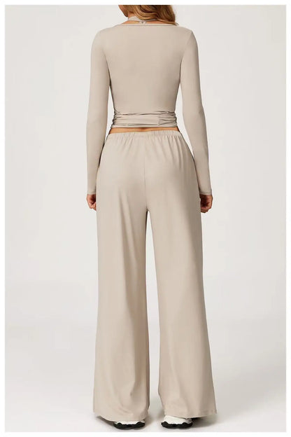 Women’s Long Sleeve Yoga Wrap Top – Slim Fit Pilates Shirt
