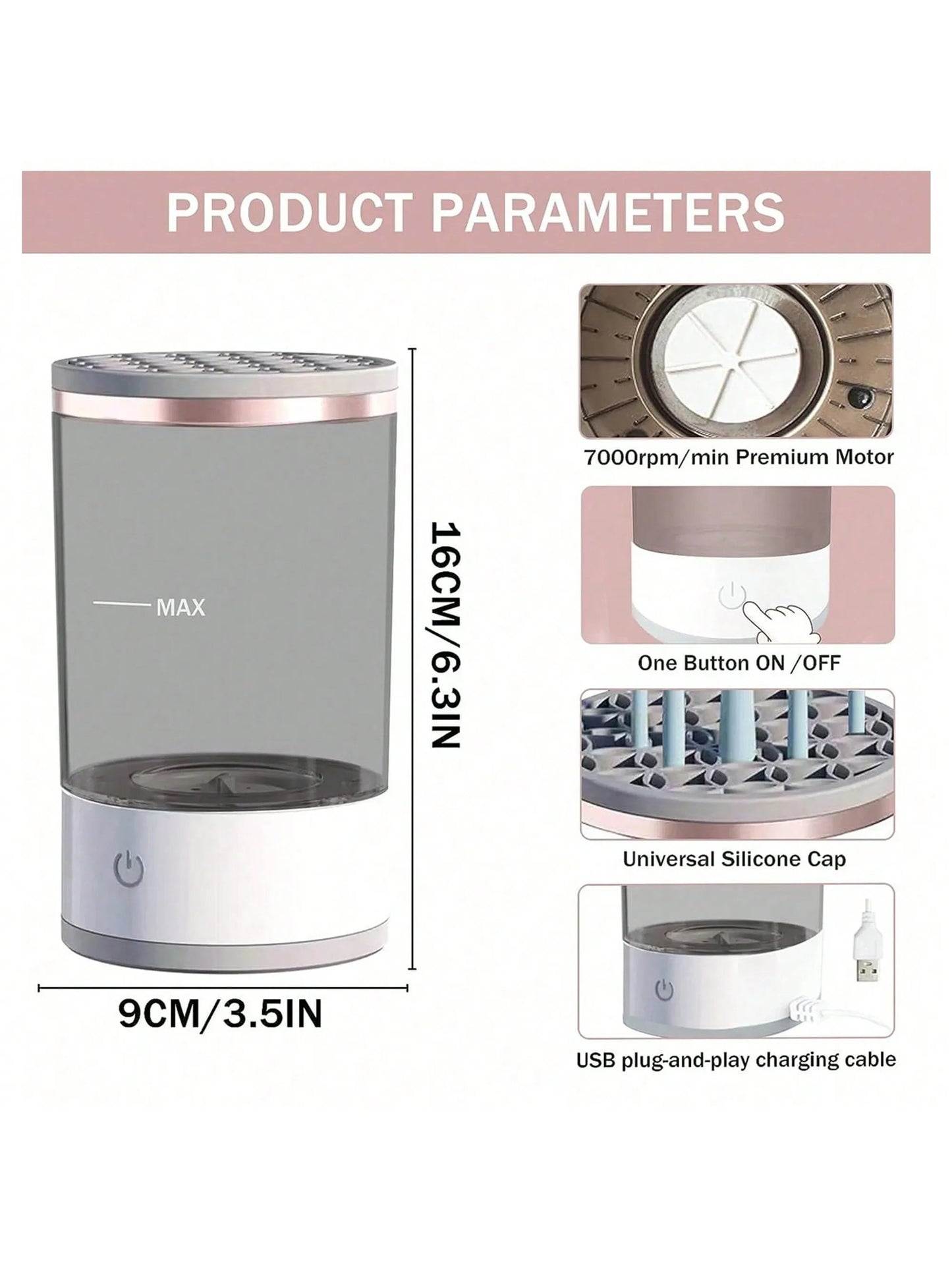 Automatic USB Makeup Brush Cleaner Machine