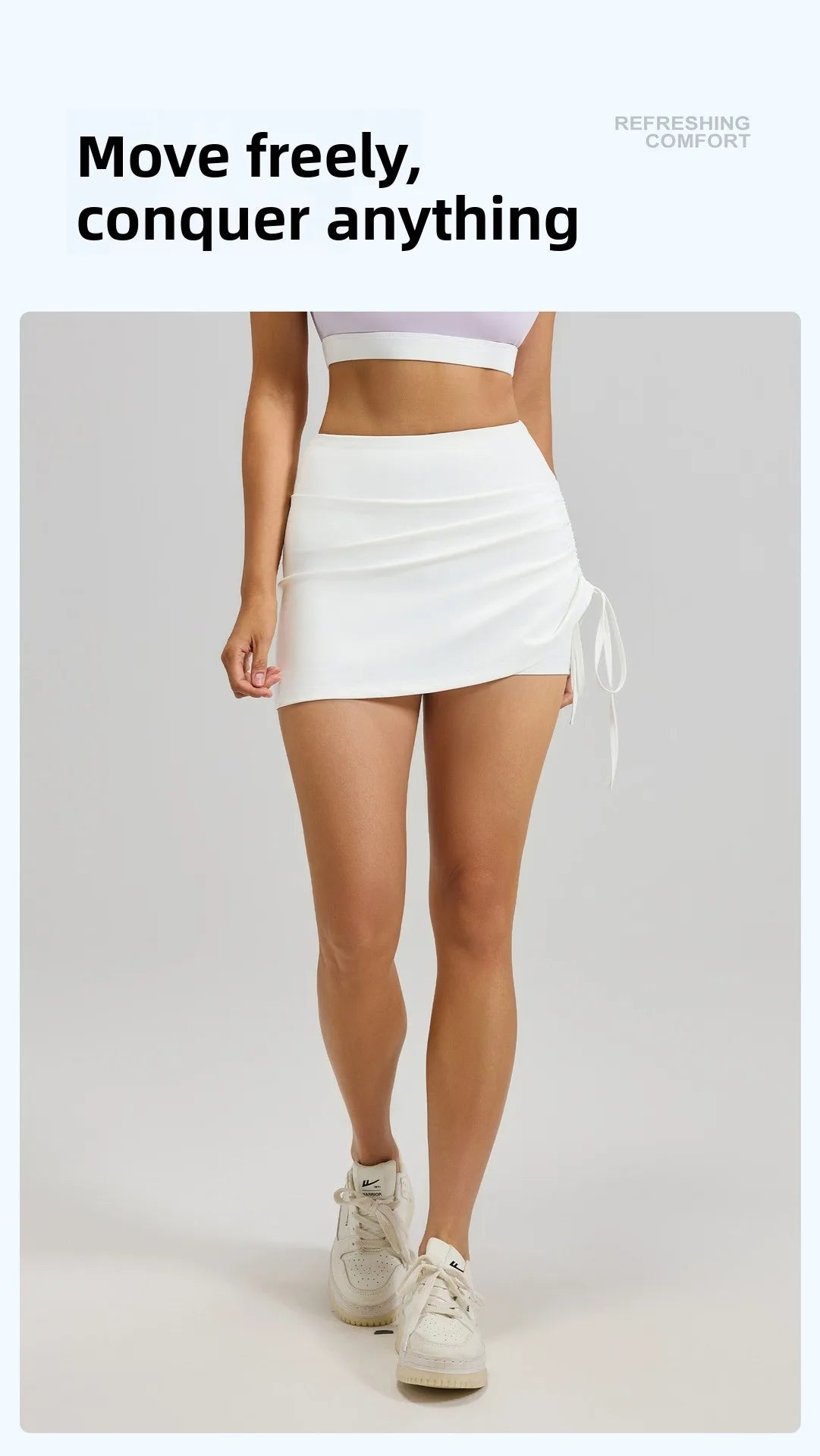 Ruched High-Waist Yoga Skirt with Built-In Safety Shorts