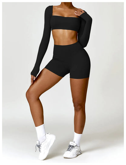 High-Waist Scrunch Yoga Shorts | Seamless Fitness Shorts