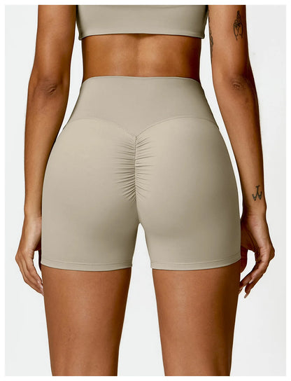 High-Waist Scrunch Yoga Shorts | Seamless Fitness Shorts