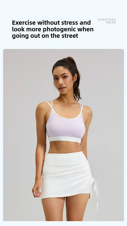 Ruched High-Waist Yoga Skirt with Built-In Safety Shorts