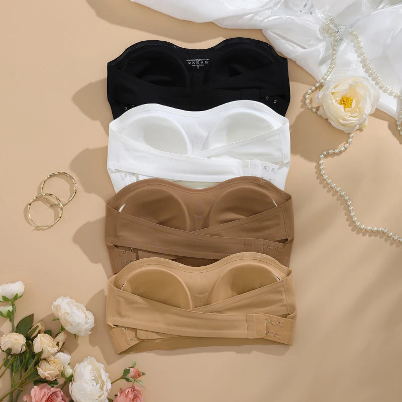 Wireless Strapless Side-Buckle Bra – Seamless Anti-Slip Support