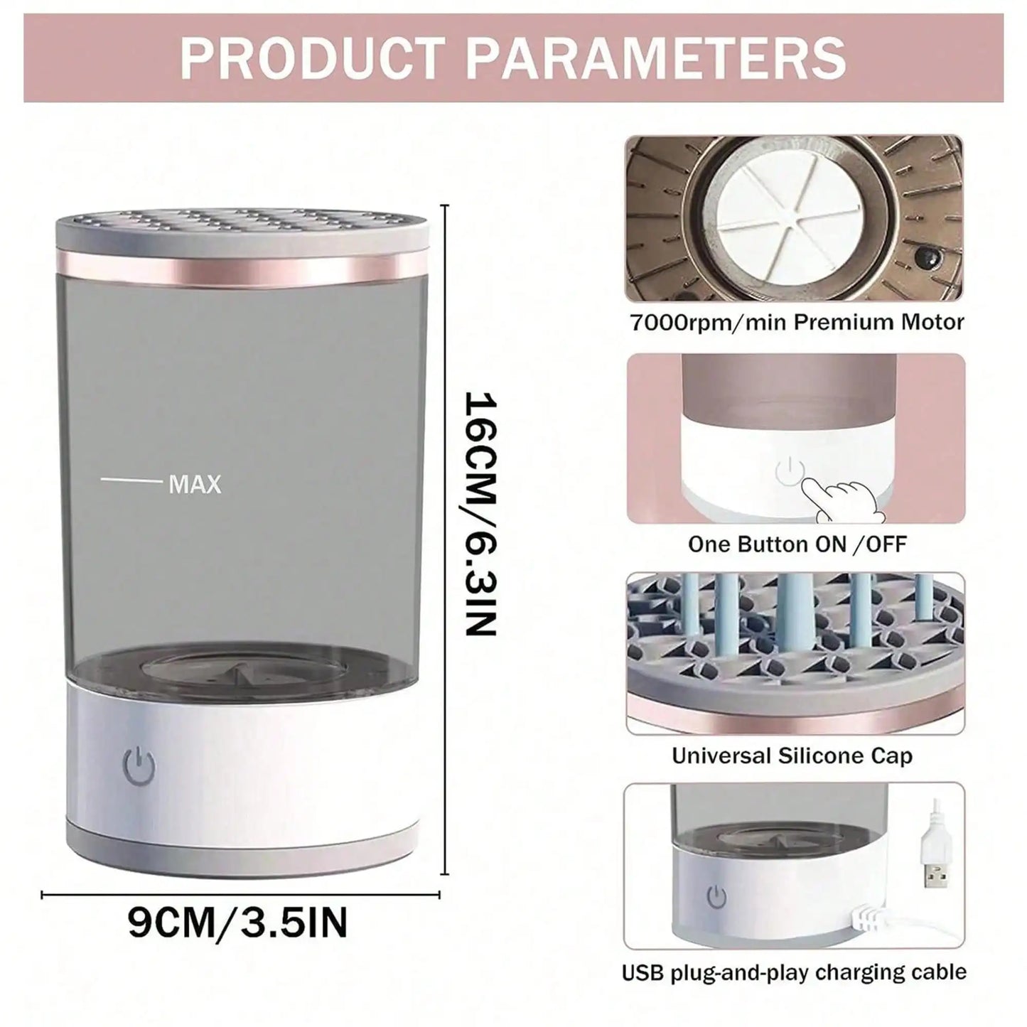 Automatic USB Makeup Brush Cleaner Machine