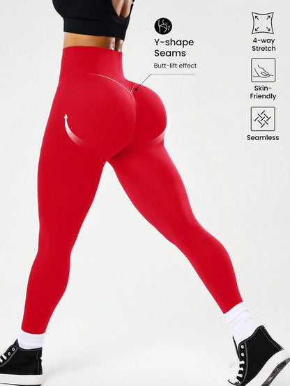 Seamless Butt-Lifting Yoga Leggings with Cross Waistband