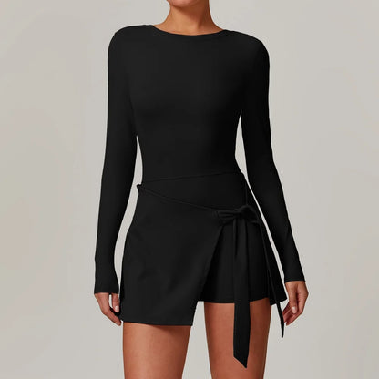 Tie-Wrap Active Dress with Built-In Shorts