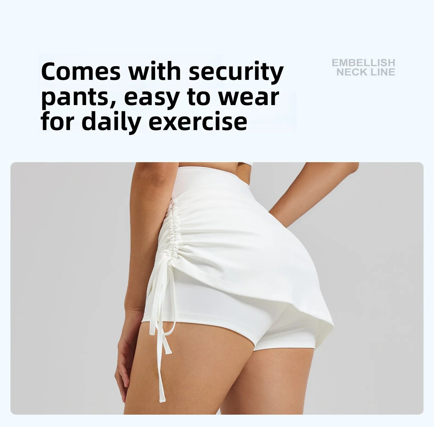 Ruched High-Waist Yoga Skirt with Built-In Safety Shorts