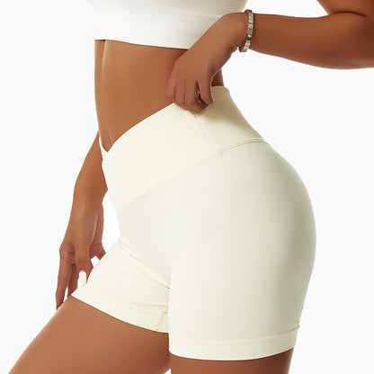 Seamless Crossover Waist Yoga Shorts | Women’s Sculpting Activewear