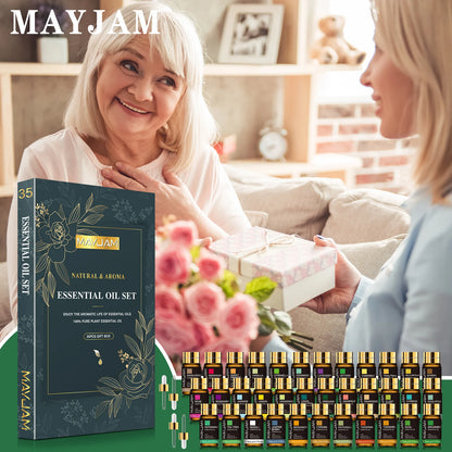 Mayjam 35 בקבוקים שמנים אתרים המוגדרים למכונת אדים לבנדר אקליפטוס וניל אורגנו נרולי ארומה שמן נר