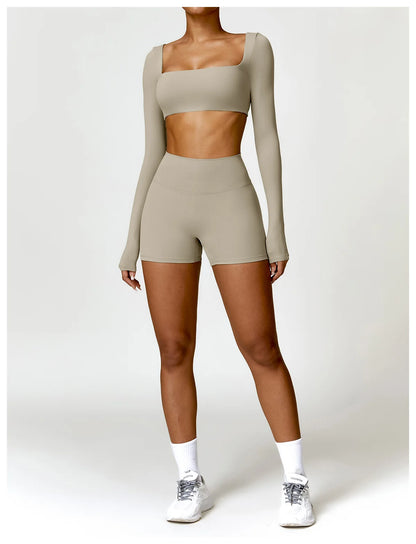 High-Waist Scrunch Yoga Shorts | Seamless Fitness Shorts