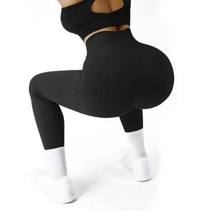 Ribbed High-Waist Seamless Yoga Leggings