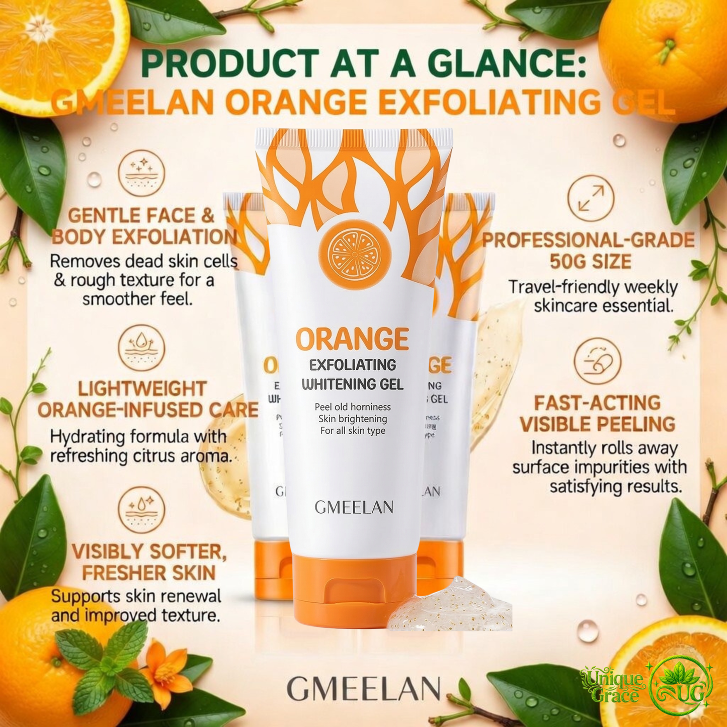 GMEELAN Orange Exfoliating Gel 50g – Gentle Peeling &amp; Smoothing Care