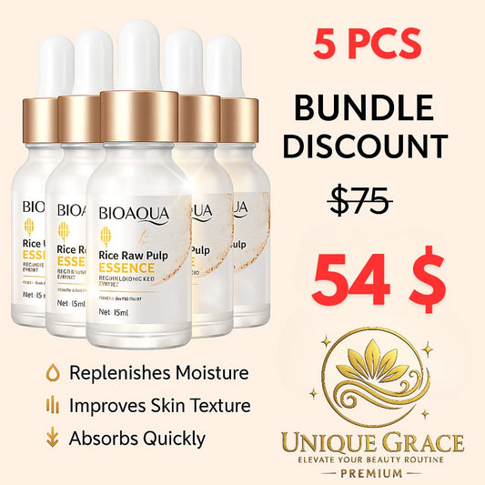 5pcs BIOAQUA Rice Raw Pulp Face Serum Hyaluronic Acid Face Essence Moisturizing Brightening Firming Serum Facial Skin Care