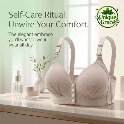 Soft Ribbed Wireless Push Up Bra High Elastic Front Buckle 3D Cups Breathable Comfort No Steel Ring Sizes M-XXXL